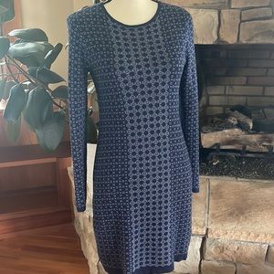 Cynthia Rowley Long Sleeve Knit Geometric Sweater Dress  Size Medium